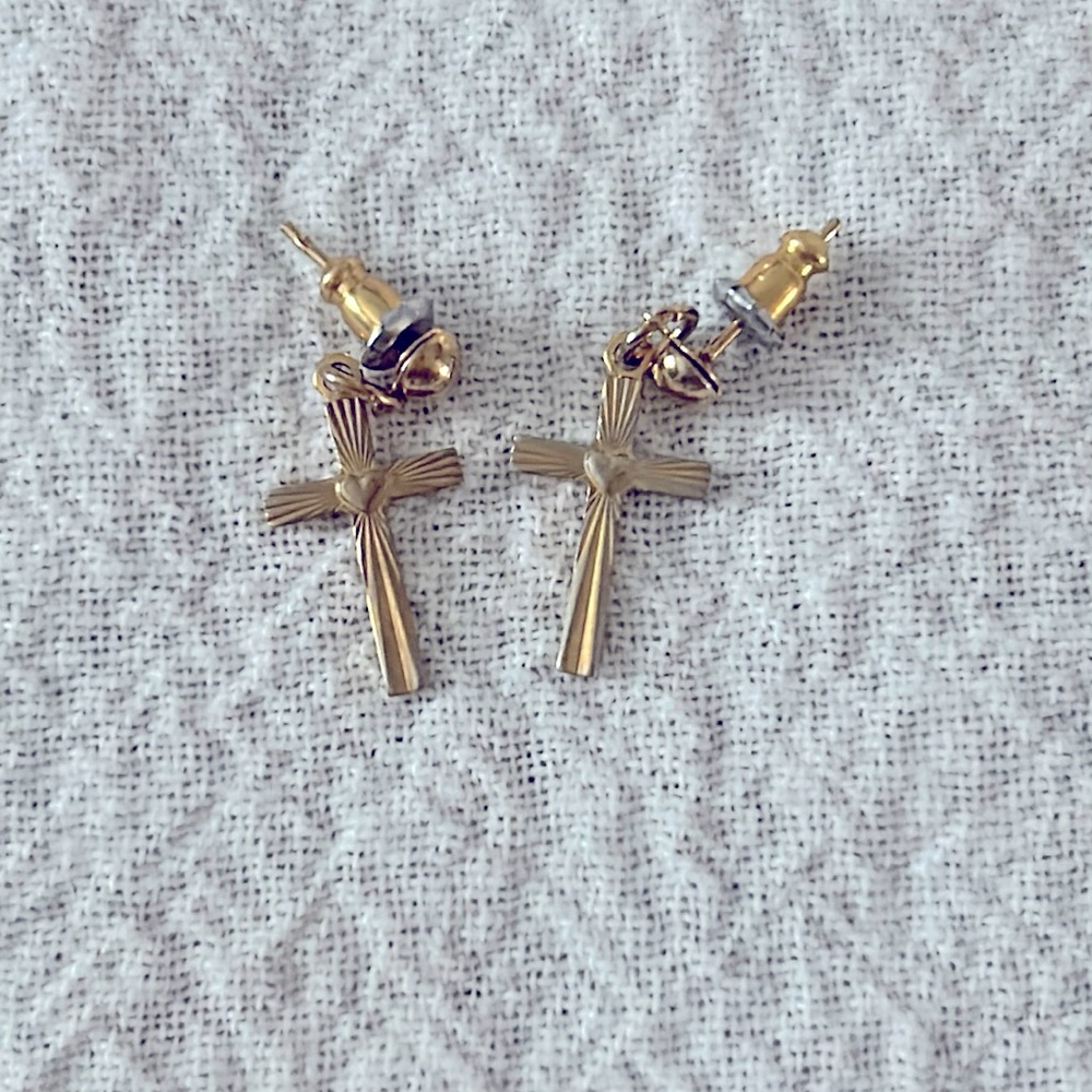 Vintage Gold Cross Earrings